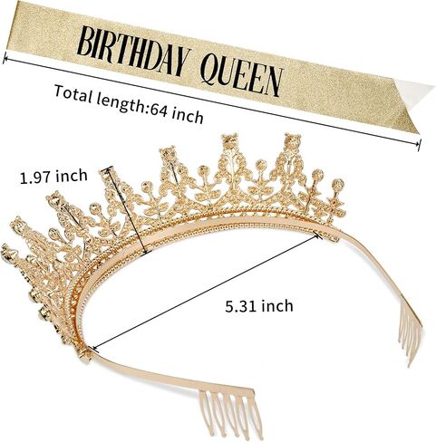 تاج ذهبي للنساء، تاج اميرة كريستالي مرصع بحجر الراين، تاج ملكة للزفاف، اكسسوارات شعر لحفلات الزفاف واعياد الميلاد والحفلات الراقصة والمهرجانات وحفلات بلوغ سن الرشد، دعائم صور in Kuwait