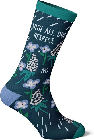Crazy Dog T-Shirts Women's With All Due Respect No Socks Funny Sarcastic Flower Graphic Footwear in Saudi Arabia