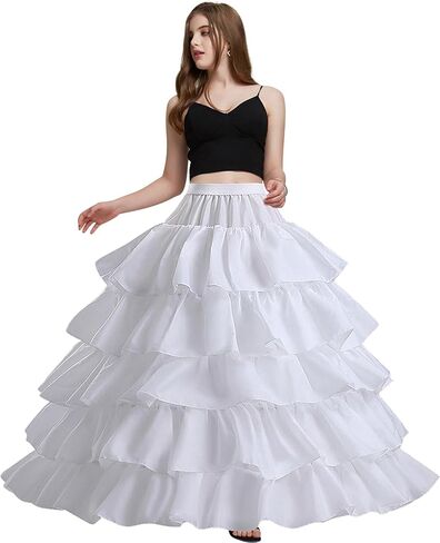 تنورة نسائية من Mayper تنورة داخلية من قماش قطني قابلة للانزلاق لفستان الزفاف تناسب معظم المقاسات باللون الأبيض in Kuwait