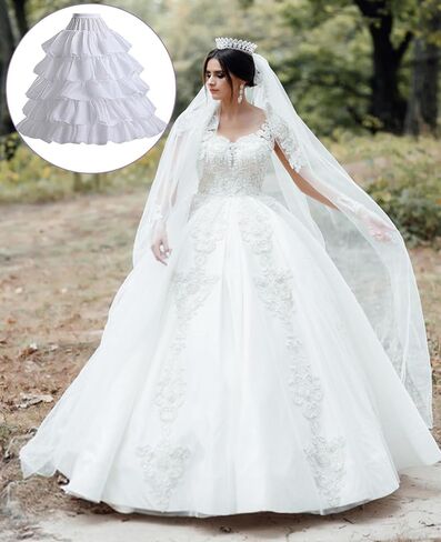 تنورة نسائية من Mayper تنورة داخلية من قماش قطني قابلة للانزلاق لفستان الزفاف تناسب معظم المقاسات باللون الأبيض in Kuwait