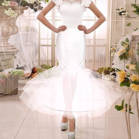 فستان زفاف على شكل ذيل سمكة بيضاء وحورية البحر، تنورة داخلية سهلة الارتداء (ابيض، مقاس واحد) لمستلزمات الاعشاب in Saudi Arabia