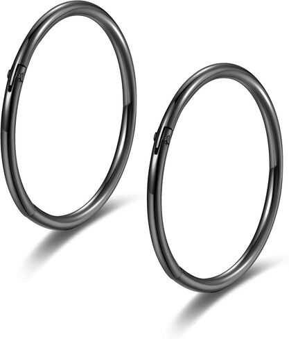 Black Hinged 20g 18g 16g Nose Rings Hoops 6mm 8mm 10mm 12mm 14mm 16mm Septum Ring Clicker Cartilage Helix Hoop Earrings Set in Saudi Arabia