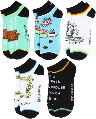 جوارب الرقص التلفزيوني Friends Pivot Central Perk Mix and Match Adult Ankle No show Socks 5 أزواج, متعدد الألوان, One Size in Saudi Arabia
