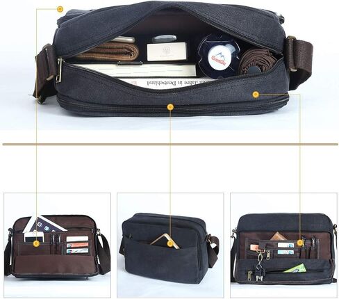Eshow Canvas Messenger Bag 14IN Canvas Laptop Messenger Bag Shoulder Bags for Men Women Crossbody Work Bag Vintage Casual Bag in Kuwait
