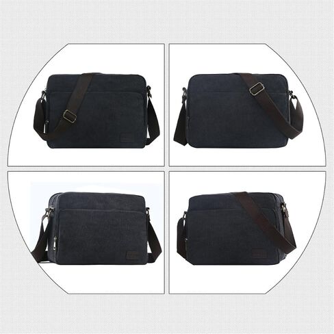 Eshow Canvas Messenger Bag 14IN Canvas Laptop Messenger Bag Shoulder Bags for Men Women Crossbody Work Bag Vintage Casual Bag in Kuwait