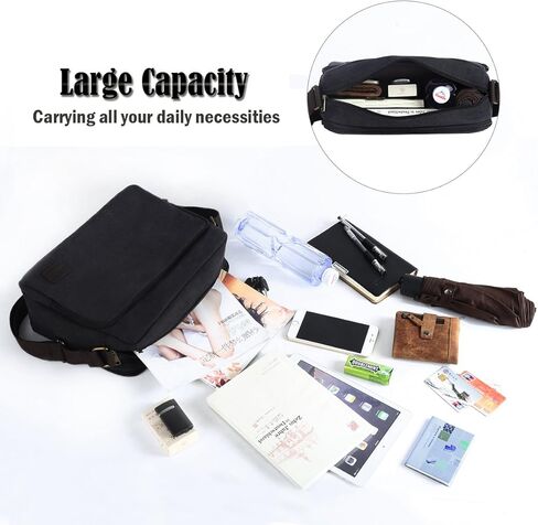 Eshow Canvas Messenger Bag 14IN Canvas Laptop Messenger Bag Shoulder Bags for Men Women Crossbody Work Bag Vintage Casual Bag in Kuwait