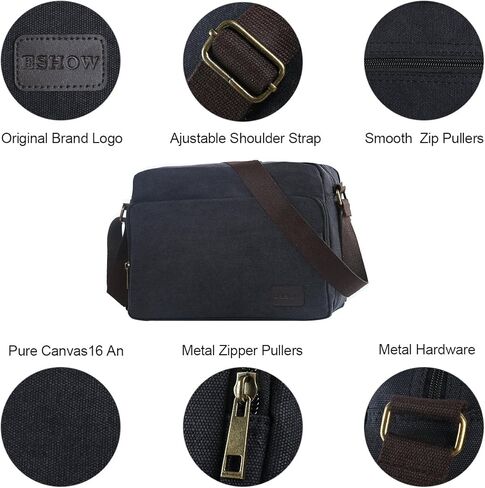 Eshow Canvas Messenger Bag 14IN Canvas Laptop Messenger Bag Shoulder Bags for Men Women Crossbody Work Bag Vintage Casual Bag in Kuwait