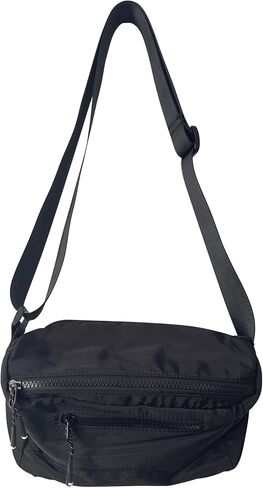 اوجيتوك شنطة كروس صغيرة بلون اسود، شنطة كتف للجوال، شنطة ماسنجر للنساء والرجال، شنطة جانبية صغيرة للسفر مع جيوب متعددة بسحاب وحزام قابل للتعديل للمشي لمسافات طويلة in Kuwait