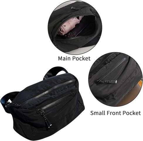 اوجيتوك شنطة كروس صغيرة بلون اسود، شنطة كتف للجوال، شنطة ماسنجر للنساء والرجال، شنطة جانبية صغيرة للسفر مع جيوب متعددة بسحاب وحزام قابل للتعديل للمشي لمسافات طويلة in Kuwait