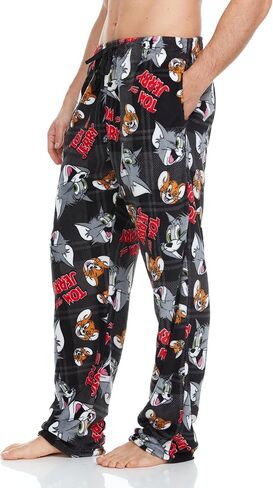 COCO BRANDS Tom and Jerry بنطال بيجامة رجالي مطبوع بالكامل مع حزام خصر مرن قابل للتعديل - ملابس نوم من الصوف الفخم in Kuwait