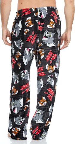 COCO BRANDS Tom and Jerry بنطال بيجامة رجالي مطبوع بالكامل مع حزام خصر مرن قابل للتعديل - ملابس نوم من الصوف الفخم in Kuwait