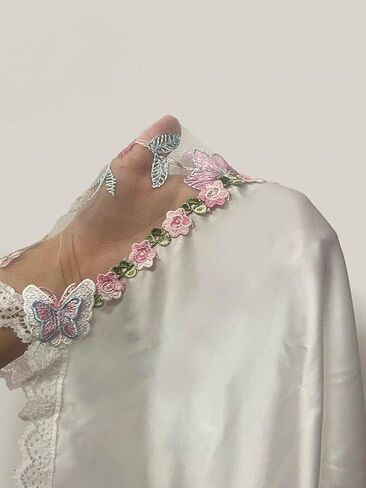 COZYEASE Women's Mesh Embroidery Lace Trim Floral Chemise Sleep Dresses Satin Slip Dress Babydoll Nightgown in Saudi Arabia