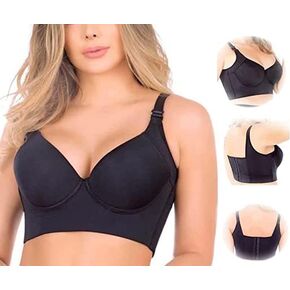 FUUPNN Women Push Up Bra,Hide Back Fat Full Back Coverage Fashion Deep Cup Bra Filifit Sculpting Uplift Sport Bra