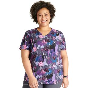 Tooniforms Women Scrubs Top V-Neck Print TF737 in Kuwait