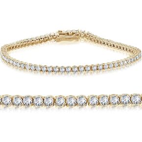 Pompeii3 14k White or Yellow Gold 4ct T.W. Natural Diamond Round-Cut Tennis Bracelet Women's 7"