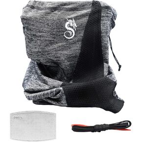Sakatsu Ice Silk Neck Gaiter with Premium Drawstring, Filter Pocket, and PM 2.5 Activated Carbon Filter - Lightweight, Breathable, Multi-layer Face Mask in Saudi Arabia