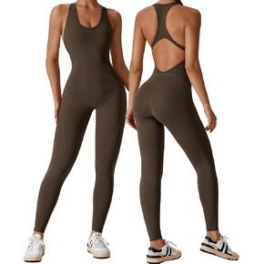 بدلة OEAK للسيدات بدون أكمام من Racerback 2024 بدلة رومبير مقصوصة للتمرين ملابس رياضية بدون خياطة Unitard الكل في واحد Bodycon in Kuwait