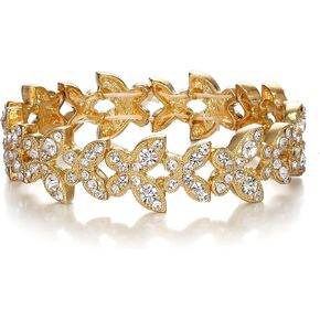 EleQueen Women's Austrian Crystal Butterfly Charm Stretch Bridal Bangle Bracelet Gift for Teen Girls Butterfly Lovers