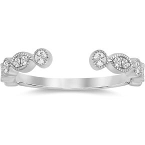 La Joya 1/10-1/4 CT TW Certified Lab Grown Open Diamond Ring Bands | Solid 10k White Gold Diamond Wedding Band Ring | Sparkling GH VS/SI Diamond Ring for Women