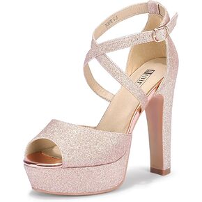 IDIFU المرأة منصة مكتنزة الكعب العالي اللباس الصنادل اللمحة تو الكاحل حزام الزفاف حزب مساء أحذية للنساء العروس in Kuwait