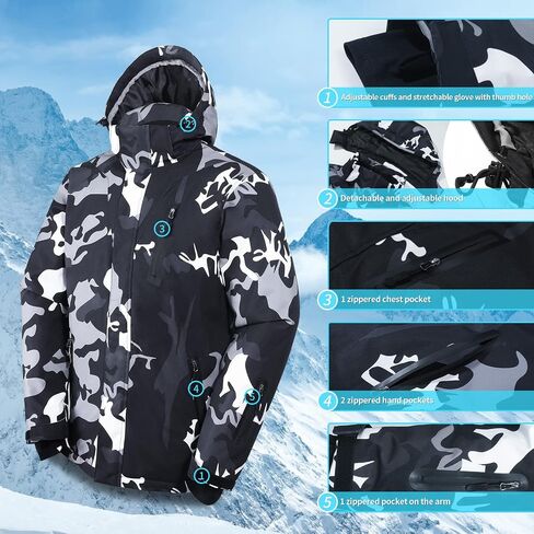 Pioneer Camp Men's Winter Ski Jacket Mountain Waterproof Warm Insulated Snow Coats Cold Weather Windproof Snowboard Parka in Saudi Arabia