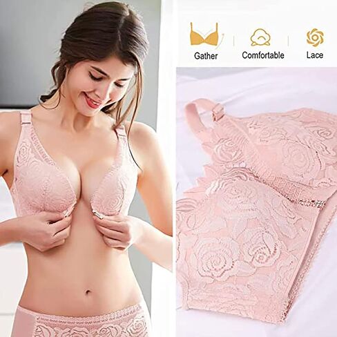 حمالة صدر زهرية مريحة من Floral Secrets، إغلاق أمامي من الدانتيل، حمالات صدر مريحة بدون أسلاك، حمالة صدر خالية من الأسلاك وبدون خياطة in Kuwait