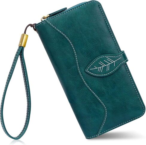 CONISY RFID Wallet Women Large Capacity, Long Leather Clutch Wallet Credit Card Holder for Women with Wristlet in Saudi Arabia