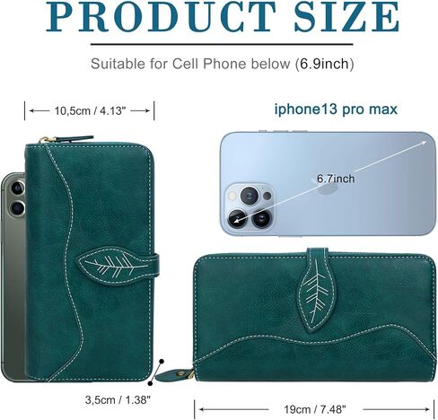 CONISY RFID Wallet Women Large Capacity, Long Leather Clutch Wallet Credit Card Holder for Women with Wristlet in Saudi Arabia