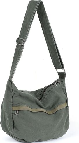 WantGor Canvas Crossbody Bag for Women Men, Large Shoulder Tote Bag Work Handbag Casual Hobo Bags in Kuwait