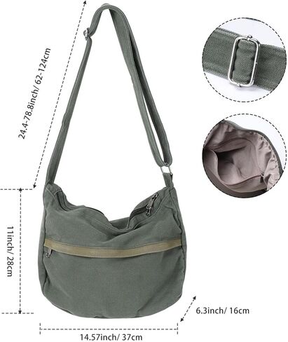 WantGor Canvas Crossbody Bag for Women Men, Large Shoulder Tote Bag Work Handbag Casual Hobo Bags in Kuwait