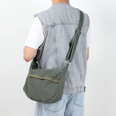 WantGor Canvas Crossbody Bag for Women Men, Large Shoulder Tote Bag Work Handbag Casual Hobo Bags in Kuwait