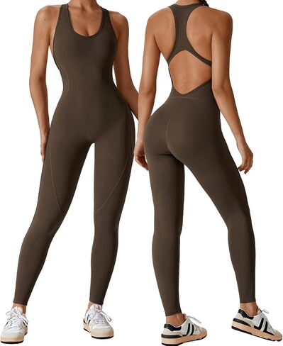 بدلة OEAK للسيدات بدون أكمام من Racerback 2024 بدلة رومبير مقصوصة للتمرين ملابس رياضية بدون خياطة Unitard الكل في واحد Bodycon in Kuwait