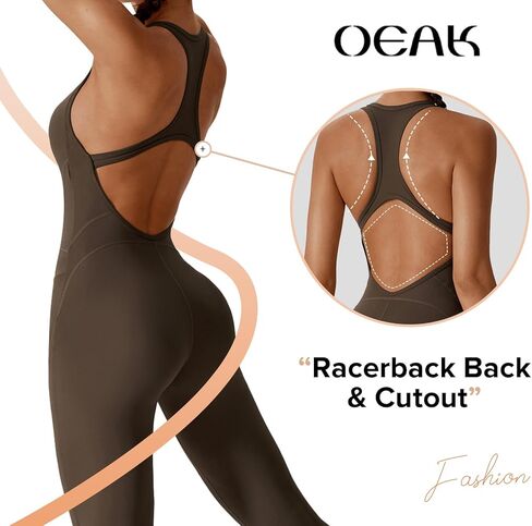 بدلة OEAK للسيدات بدون أكمام من Racerback 2024 بدلة رومبير مقصوصة للتمرين ملابس رياضية بدون خياطة Unitard الكل في واحد Bodycon in Kuwait