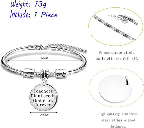 ايه جي ار 8 تي سوار بانجل هدايا تقدير للمعلمين، مجوهرات التخرج للمعلمين لوحة بذور تنمو الى الابد ليوم المعلم in Kuwait