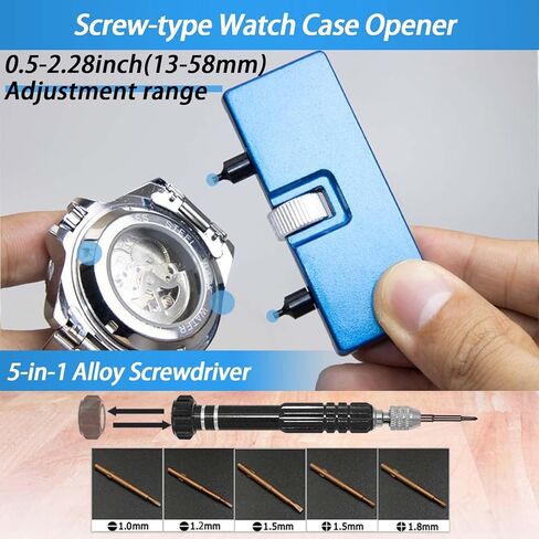 Watch Battery Replacement Kit, GLDCAPA Watch Repair Screwdriver, Watch Band Replacement tool, Watch Wrench Back Remover, Watch Case Opener, Spring bar, Tweezers with 42pcs Watch Battery in Kuwait