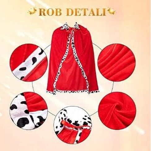 King Robe Queen Robe Cosplay Halloween Costume Mardi Gras Medieval Prince King Costume Cape Easter for Kids Adults Dress Up in Kuwait