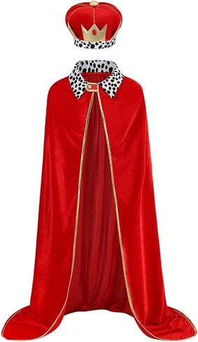 LMYOVE Red King Costume Robe Medieval Cloak Unisex Halloween Cosplay Prince Costume Cape Crown Hat in Saudi Arabia