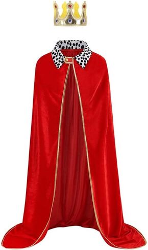 LMYOVE Red King Costume Robe Medieval Cloak Unisex Halloween Cosplay Prince Costume Cape Crown Hat in Saudi Arabia