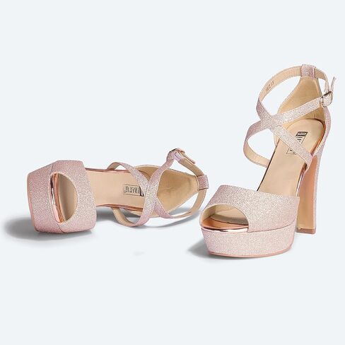 IDIFU المرأة منصة مكتنزة الكعب العالي اللباس الصنادل اللمحة تو الكاحل حزام الزفاف حزب مساء أحذية للنساء العروس in Kuwait