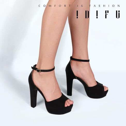 IDIFU Women's Platform Chunky High Heels Dress Sandals Peep Toe Ankle Strap Wedding Party Evening Shoes for Women Bride in Saudi Arabia