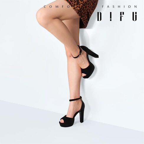 IDIFU Women's Platform Chunky High Heels Dress Sandals Peep Toe Ankle Strap Wedding Party Evening Shoes for Women Bride in Saudi Arabia