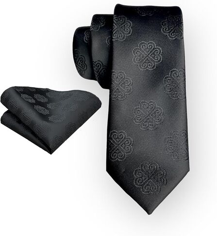 Hlub Hmong Stylish Neck Tie with Matching Pocket Square - Traditional Elegance for Every Occasion! Modern Slim Black in Saudi Arabia
