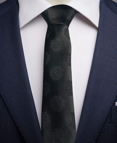 Hlub Hmong Stylish Neck Tie with Matching Pocket Square - Traditional Elegance for Every Occasion! Modern Slim Black in Saudi Arabia