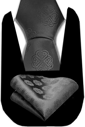 Hlub Hmong Stylish Neck Tie with Matching Pocket Square - Traditional Elegance for Every Occasion! Modern Slim Black in Saudi Arabia