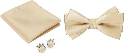 HOULIFE Bow Ties for Men Formal Satin Bowties Pre-tied Style Classic Tuxedo Bowtie & Handkerchiefs Cufflinks Sets for Wedding in Kuwait