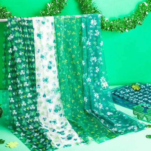 Riyiper 12 Pcs St. Patrick's Day Scarf for Women Green Shamrock Print Scarf Warm Long Irish Clover Silky Scarf for Saint Patrick's Parade Party Favor Holiday Outfits Accessories, 6 Styles in Saudi Arabia
