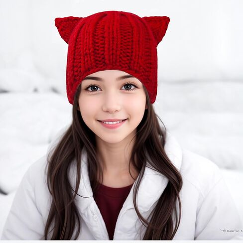 Funny Cat Ear Beanie for Women and Men,Winter Gift in Kuwait