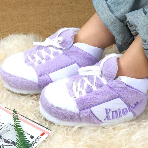 Xnlonby Slippers for Women and Men Fuzzy Fluffy Sneaker Slippers Comfy Warm Cozy House Plush Lounging Slippers Slip-on Indoor Outdoor in Saudi Arabia
