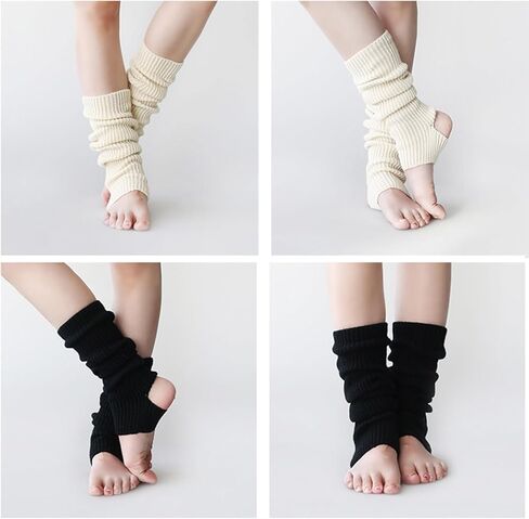 جوارب JUCHYDii الأنيقة المترهلة، جوارب طويلة مضلعة بدون أصابع لليوجا والرقص والباليه in Kuwait