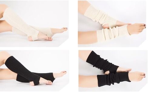 جوارب JUCHYDii الأنيقة المترهلة، جوارب طويلة مضلعة بدون أصابع لليوجا والرقص والباليه in Kuwait